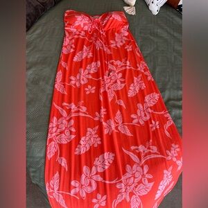 Tommy Bahama women’s strapless orange and pink maxi dress, size medium